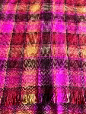 GAP Vibrant Pink & Orange Plaid Oversized Scarf - One Size - Soft & Cozy